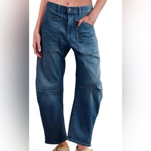 Casual Blue Boyfriend Barrel Jeans